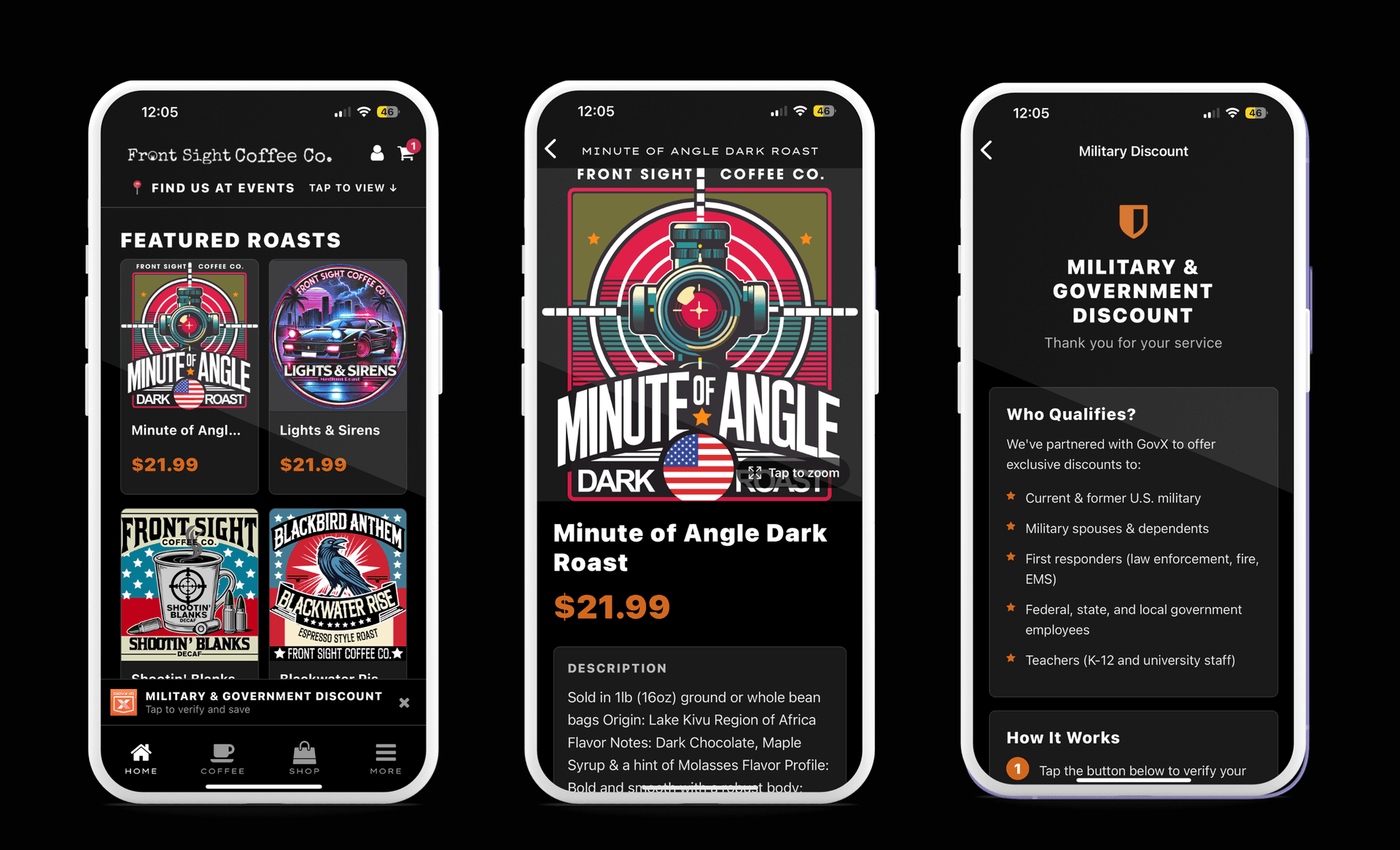 Front Sight Coffee: Mobile App with Shopify Integration